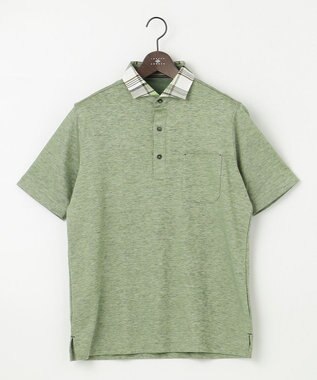 JOSEPH ABBOUD 【吸水速乾】リネンハニカム ポロシャツ カーキ系