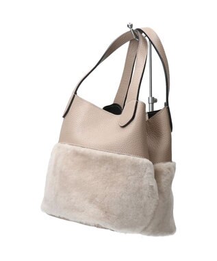 INTER-CHAUSSURES 【RIPANI】ムートンコンビハンドバッグ ライトベージュ