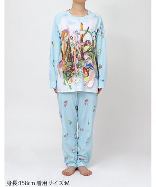 tsumori chisato SLEEP ツモリチサト パジャマ 綿100%(本体) スムース素材 長袖 長ズボン レディース UDX590 /ワコール サックス