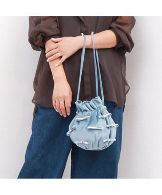 UNBILLION カシュカシュ cachecache / メタリックリボンベロア巾着バッグ