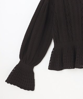 GRACE CONTINENTAL レース編ルーズニットトップ ブラック