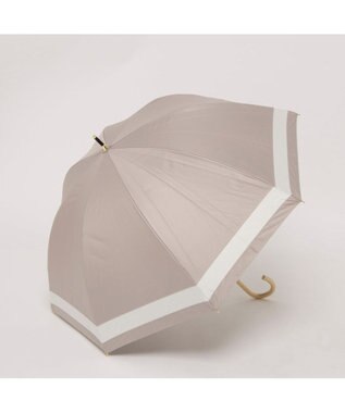UNBILLION カシュネ cachenez / 【晴雨兼用】【日傘】UV カット率99％以上 PU切り継ぎボーダーバルーンショートパラソル ダークベージュ