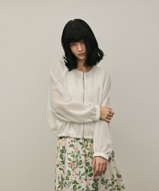 GRACE CONTINENTAL ノーカラーカラミブルゾン ホワイト