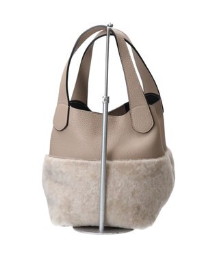INTER-CHAUSSURES 【RIPANI】ムートンコンビハンドバッグ ライトベージュ