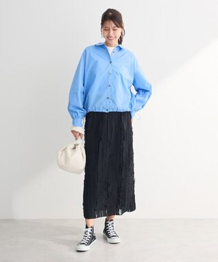 Green Parks イージーケア裾ドロストシャツ Blue