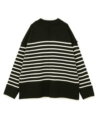 earth music&ecology 【毛玉防止 / 洗濯機洗い可】アンチピリングモックネックバックスリットニット Border Ivory