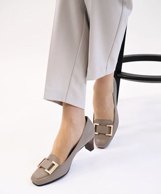 Pointer 日本製 本革バックルパンプス オークグレー