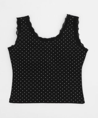 WEGO 【カップ付きインナー】ドット柄レースlカップインタンク ブラック