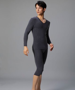 WACOAL MEN インナーボトム メンズ 発熱インナー【エクス（R）】 吸湿発熱繊維 保温性 消臭性（汗臭・加齢臭） ストレッチ素材 ズボン下 ひざ下丈 前開き GS5221 /ブロス ブラック