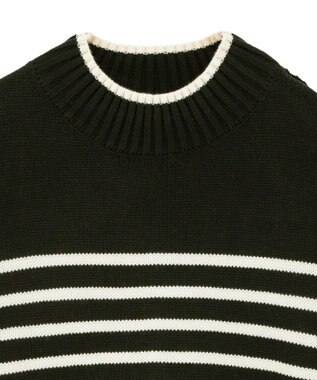 earth music&ecology 【毛玉防止 / 洗濯機洗い可】アンチピリングモックネックバックスリットニット Border Navy