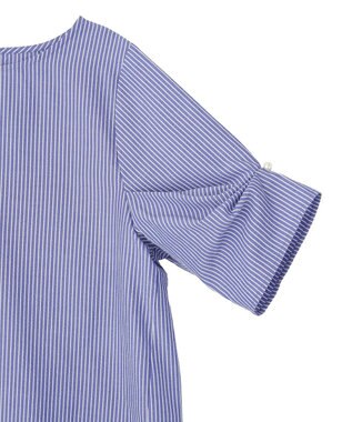 YECCA VECCA パールタックスリーブブラウス Stripe