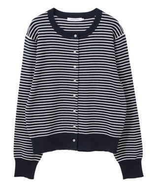 AMERICAN HOLIC クルーネックニットカーディガン Border Navy