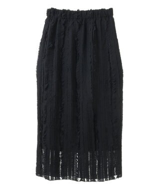 Green Parks ジャガードストライプフリルＩラインスカート Black