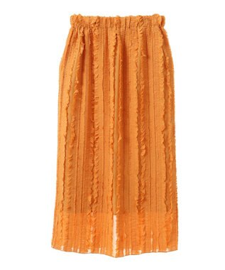 Green Parks ジャガードストライプフリルＩラインスカート Orange