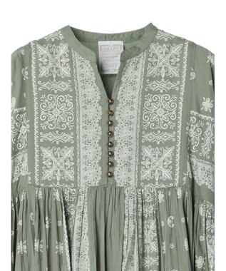 CRAFT STANDARD BOUTIQUE パネル柄ウエスト切り替えボリュームワンピース Light Green