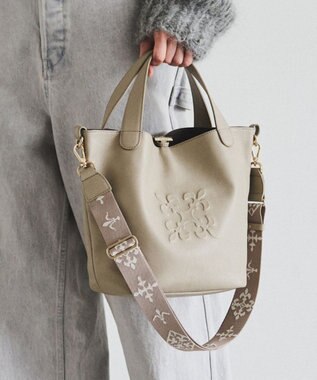 russet 《WEB限定》エンボスモノグラム ソフトレザー2WAYミニトートバッグ(CE-1672-WEB) GrayBeige