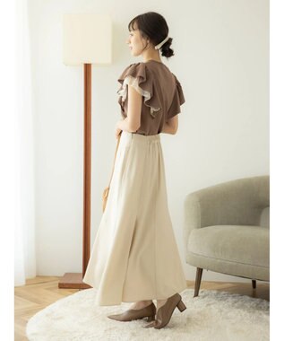 earth music&ecology レースドッキングフリルニットプルオーバー Mocha