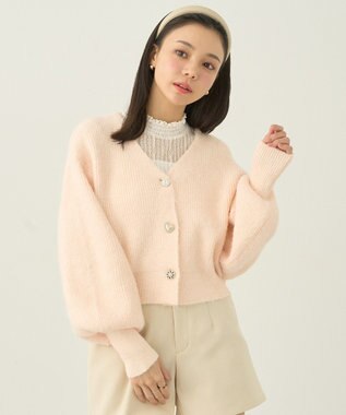 earth music&ecology アソートキラキラボタンカーディガン Pink