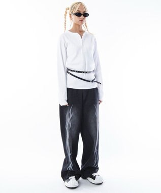 WEGO 【ユニセックス着用ITEM】コンパクトフィットリブヘンリーネックT（LS） ホワイト