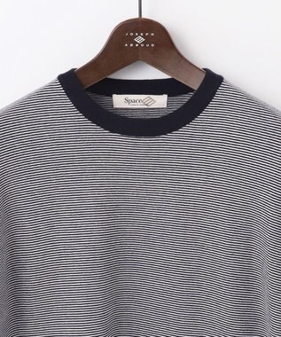 JOSEPH ABBOUD MOUNTAIN 【WEB限定・SPACE/チクチクしない/イージーケア/3シーズン対応】 SNOWYボーダーニットＴシャツ ネイビー系1