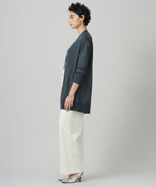 ICB 【洗える】 ウールアセテートハイゲージ カーディガン ミディアムグレー系