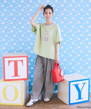 earth music&ecology 【予約】リンガーTシャツ/TOY STORY グリーン