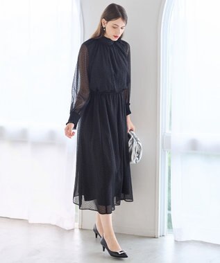 23区 S 【APPLAUDIR】シアードットフロッキー ドレス ブラック系