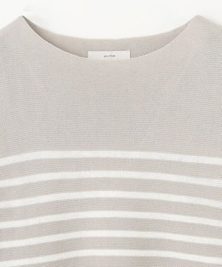 ANY L 【洗濯機可/アンチピリング/UVケア】アクリルガーターニット グレー×オフボーダー