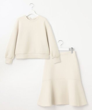 Feroux 【洗える・セットアイテム】バックリボンダンボール セットアップ ベージュ系