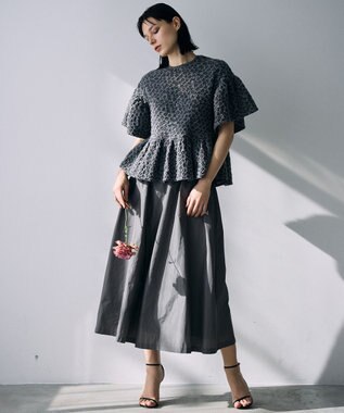 自由区 【カトリエムブーケ】Une forme bosselee ギャザーディテールフェミニンプルオーバー グレー