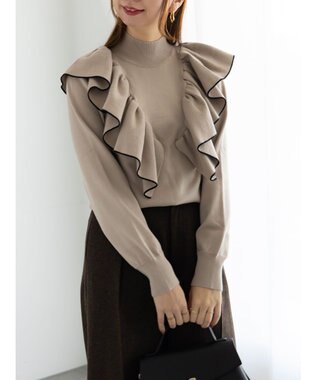 Te chichi ラッフルフリルニット ベージュ