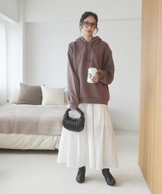 WEGO 【ユニセックス着用ITEM/裏起毛】リラックスフィットスウェットプルパーカー ブラウン