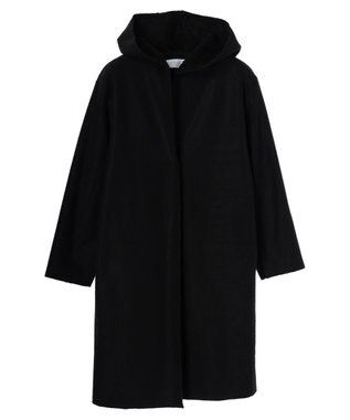 Green Parks フード付き裏ボアロングコーディガン Black