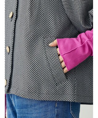 Green Parks ・ｆｕｒｒｙ　ｒａｔｅ　ヘリンボーンタックジャケット Black