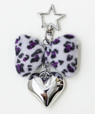 WEGO レオパードリボンキーホルダー パープル