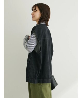 Green Parks ・ＥＬＥＮＣＡＲＥ　ＤＵＥ　ノーカラーデニムベスト Black