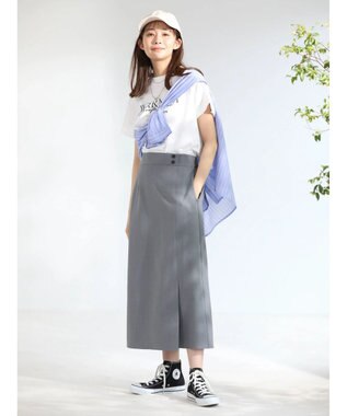 Green Parks 接触冷感　きれいシルエットＩラインスカート Gray