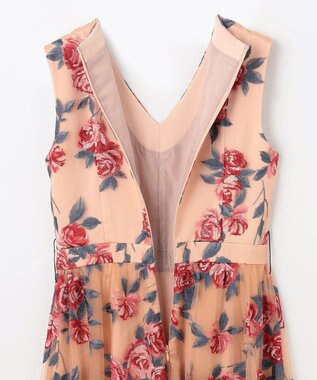 GRACE CONTINENTAL ローズ刺繍フレアドレス ベージュ