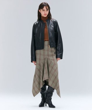 BEIGE， 【andGIRL 秋号掲載】CLYDE / ステッチデザインラムレザーブルゾン Black