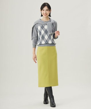 J.PRESS LADIES L 【洗える】アーガイル ツイン ニット ライトグレー系