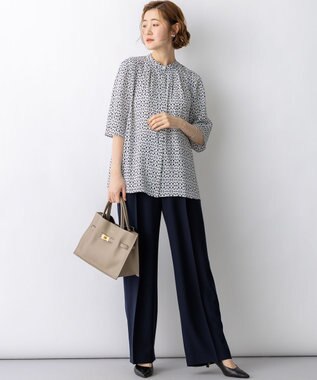 23区 S 【先行予約】カレイドスコーププリント バンドカラー ブラウス アイボリー系5