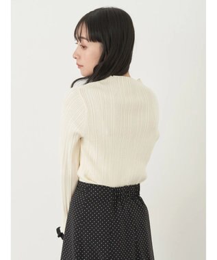 earth music&ecology 配色フリルニットプルオーバー Ivory