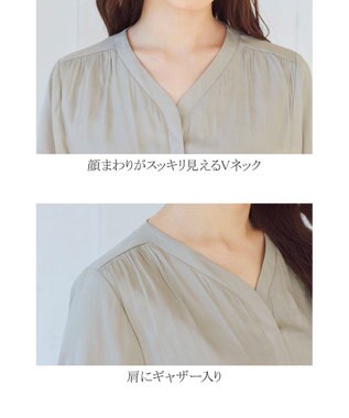 Tiaclasse L 【洗える】スタイルアップも叶うヴィンテージサテンワンピース グレージュ