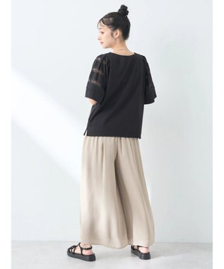 earth music&ecology フレア袖レースプルオーバー Black