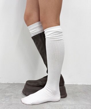 WEGO 切替リブニーハイソックス ホワイト