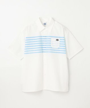 J.PRESS KIDS 【140-170cm】TCブロード パネルボーダープリント シャツ アイボリー系