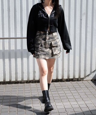 WEGO ヴィンテージウォッシュカーゴミニスカート 柄1