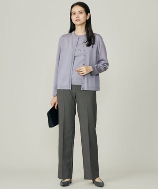 自由区 L 【アンサンブル対応】アセテートコットン カーディガン モーヴ