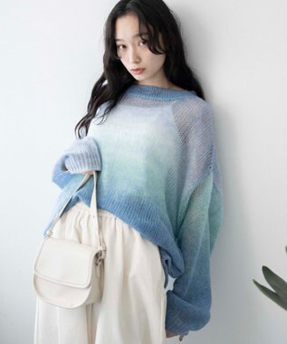 WEGO グラデーションメッシュニット ブルー