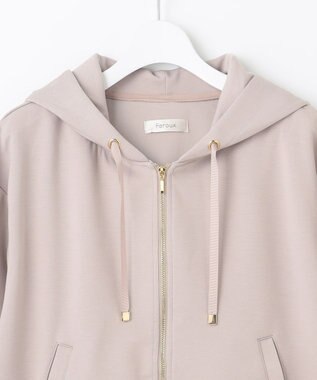 Feroux 【洗える】バックフリル ダンボールパーカー ライトグレー系